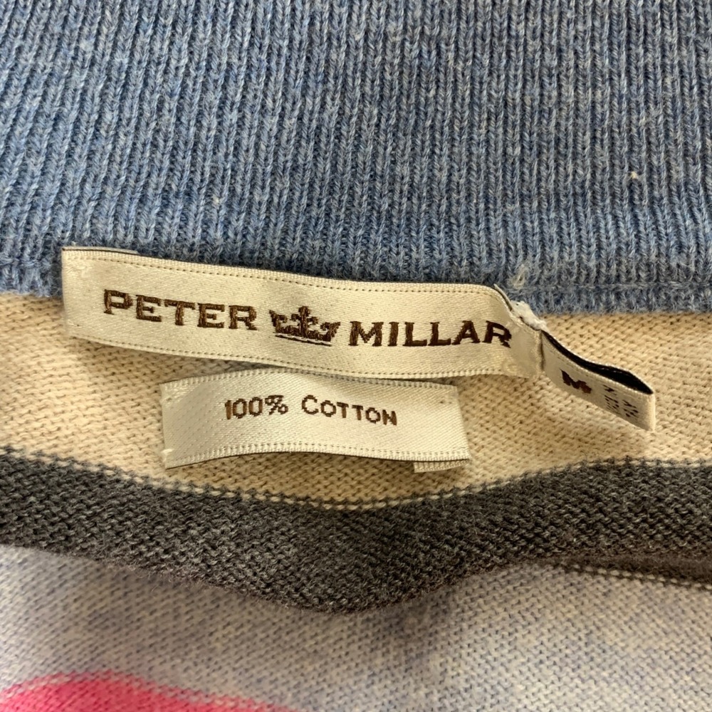 Peter Millar Sweater Mens M Multicolor Stripe Cotton 1/4 Zip Golf Pullover Italy - Picture 4 of 9